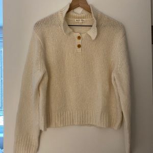 Alex Mill Cropped Cream Colored wool and cashmere blend Sweater Size XL